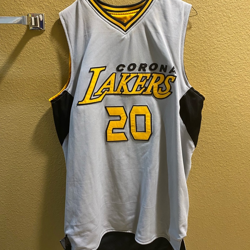 Men Reversible Basketball Jersey Corona Lakers L Pulse Teamwear Grey Black